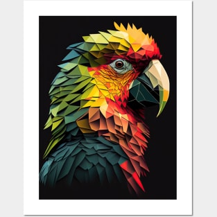 Triangle Parrot - Abstract polygon animal face staring Posters and Art